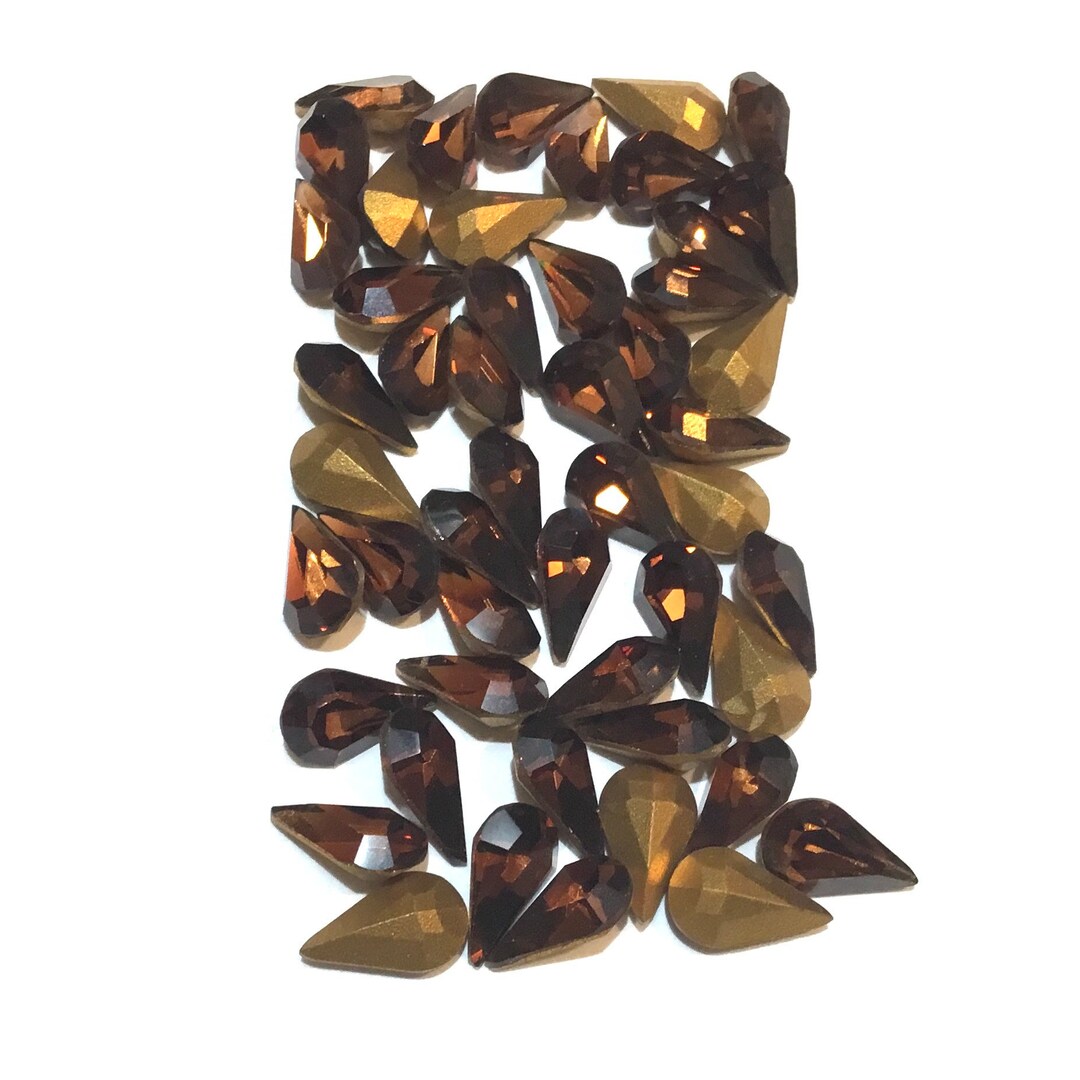 Vintage Swarovski Smoked Topaz Rhinestones: Gold Foiled Pointed Back ...