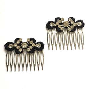 2 hair combs, wedding, bride hair comb, Decorative hair comb, rhinestone jewelry piece, frog closure, hair comb silver, hair comb