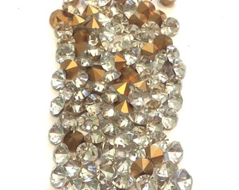 Vintage Preciosa Crystal Rhinestones: SS29 Gold Foiled Pointed Back, Lot of 100