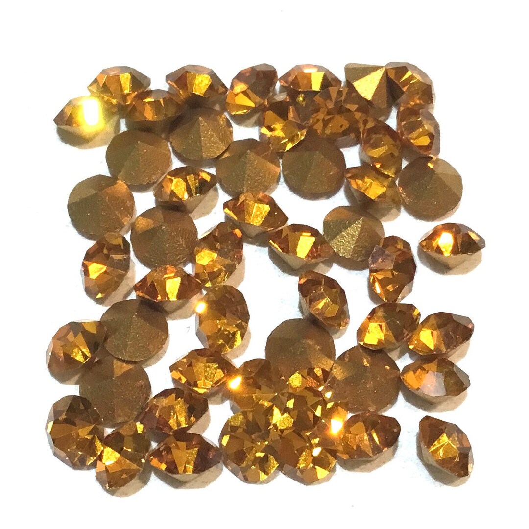 Vintage Swarovski Rhinestones: Topaz Gold Foiled Pointed Back (lot of ...