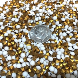 Vintage rhinestones, Swarovski rhinestones, rhinestone lot, SS14 rhinestones, Chalk White color. Gold foiled pointed backs, 40 grams