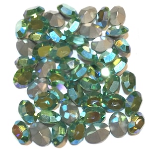 Vintage Swarovski Rhinestones: Peridot Aurore Boreale, Silver Foiled (Lot of 50)