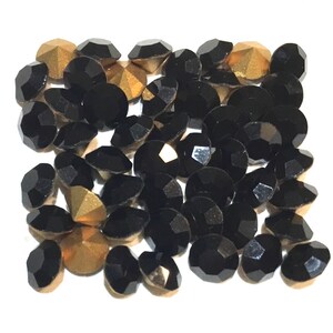 Vintage rhinestones, Swarovski rhinestones, rhinestone lot, SS24 rhinestones, Jet color. Gold foiled pointed back, lot of 50