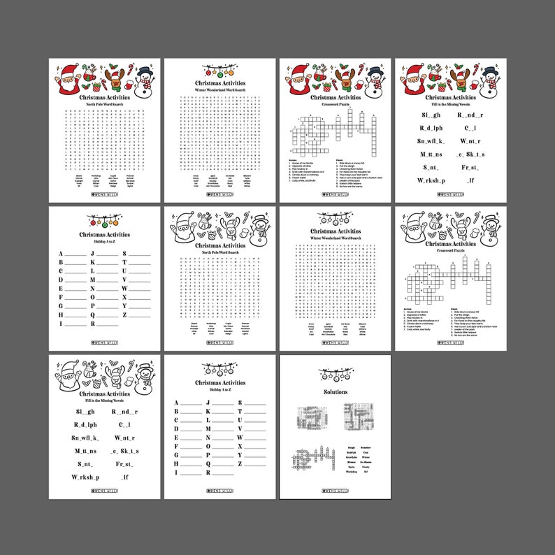 Christmas Printable 8 5x11 Activity Sheet With 5 Games Etsy Christmas Printable 8 5x11 Activity Sheet With 5 Games Etsy