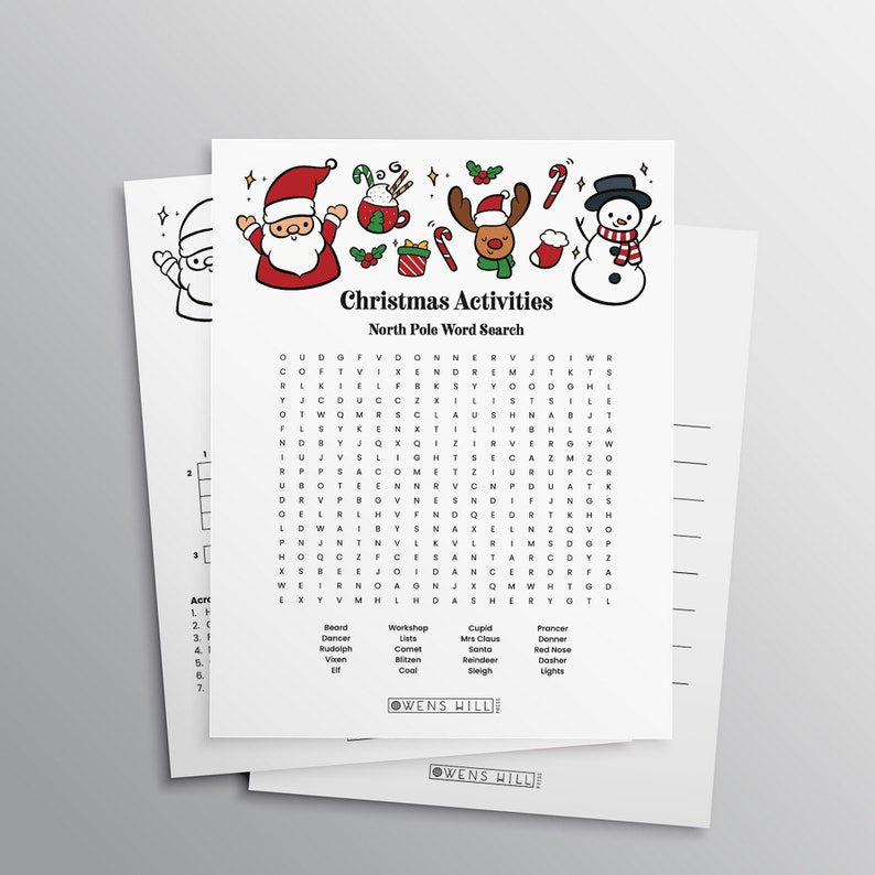 Christmas Printable 8.5x11 Activity Sheet With 5 Games - Etsy