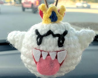 King Boo Crocheted Car Charm w Hanging Cord