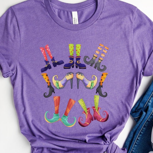 Halloween Witch Shoes Shirt Witches Costume Trick or Treat Teacher T-shirt Group Tshirt Team Teaching Fall Festival Party Fun Spooky Boots T