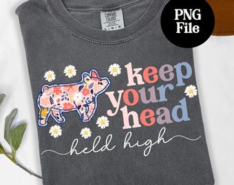 Hoofd omhoog varken PNG: County Fair Swine Digital Graphic, Hog Sublimation Instant Download