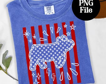 Americana Vintage Pig PNG: County Fair Swine Digital Graphic, Hog Sublimation Instant Download