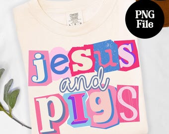 Jesus and Pigs Ransom PNG: County Fair Swine Digital Graphic, Hog Sublimation Instant Download