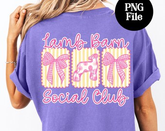 Lamb Barn Social Club PNG: County Fair Sheep Digital Graphic, Coquette Southdown Sublimation Download