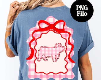 Rosa röd ginghamgris PNG: Digital grafik för County Fair Swine, sublimering av gris direktnedladdning