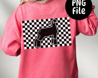 Retro Checkered Lamb PNG: County Fair Sheep Digital Graphic, Southdown Sublimation Instant Download