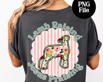 Coquette Lamb Jesus Striped Floral PNG: County Fair Sheep Digital Graphic, Southdown Sublimation Download