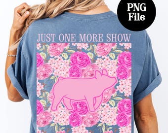 Pink Floral Vintage Pig PNG: County Fair Swine Digital Graphic, Hog Sublimation Instant Download