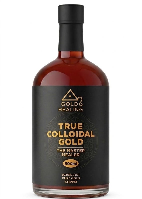 Gold Healing True 24k Colloidal Gold 500ml, Ruby Red Colloidal Gold, 24k Gold Nanoparticles, Distilled Water, Made in UK