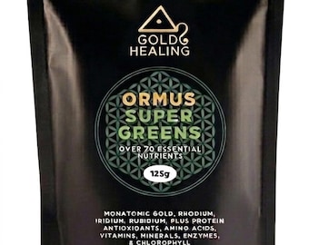 Gold Healing Ormus SuperGreens 125g, Plant Based Greens Powder, 70+ Nutrients, 14 Billion Probiotics, Monatomic Minerals