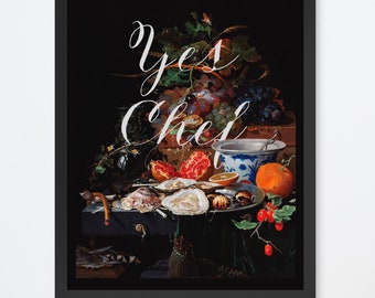 Yes Chef Framed Art Print, Kitchen Decor, Dining Room Wall Art, Housewarming Gift, The Bear Framed poster