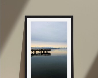 Fishing Pier on Foggy Lake Guntersville Framed Art Print | North Alabama Digital Film Photography | Nature Wall Art