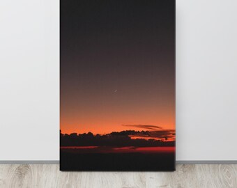 Moon Sliver at Sunset Gallery Wrap Art Print | Digital Film Photography | Nature Wall Decor