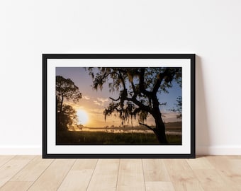 Sunset on Hunting Island Framed Art Print | South Carolina Digital Film Photography | Nature Wall Art