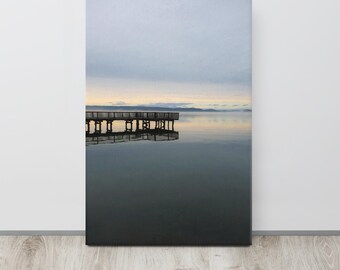 Fishing Pier on Foggy Lake Guntersville Gallery Wrap Art Print | North Alabama Digital Film Photography | Nature Wall Decor
