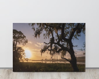 Sunset over Hunting Island Gallery Wrap Art Print | South Carolina Digital Film Photography | Nature Wall Decor