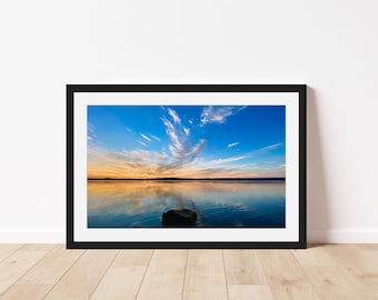 Sunset on Lake Guntersville Framed Art Print | North Alabama Digital Film Photography | Nature Wall Art