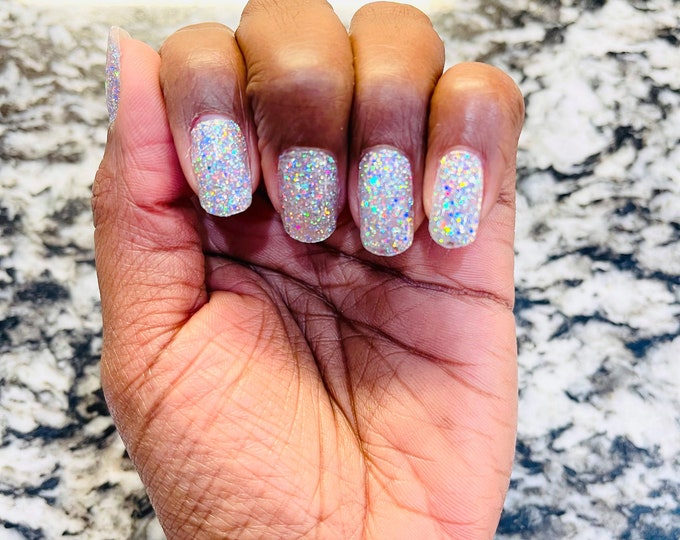 Glass Slipper Shimmering Nail Strips Nail Wraps for Women Glitter Nail