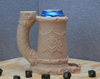 Wolf Crest Dice Tower With Built in Can Cozy- Dungeons and Dragons Accessory - Tabletop RPG Gift Ideas - Dice Tower - Collectors Dice Set