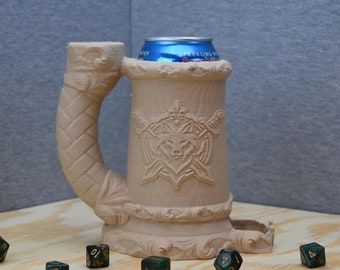 Druid Wolf Crest Dice Tower with Built in Can Cozy - Tabletop RPG Accessories - Perfect Gift for Dungeons and Dragons Fans - DND Accessories