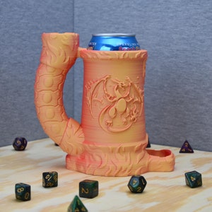 Handmade Charizard DnD Soda Cup & Dice Tower - Dungeons and Dragons Dice Cup and Stein Set - Dice Tower for Dungeons and Dragons Fans