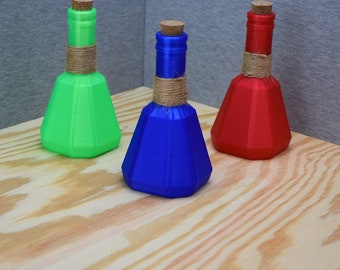 Butelki na mikstury Skyrim – zdrowie, magia, wytrzymałość, drukowane w 3D