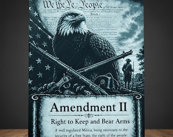 3D Printed Second Amendment Blue Canvas Wall Art — Bear Arms Patriotic Decor — Monochrome Collection