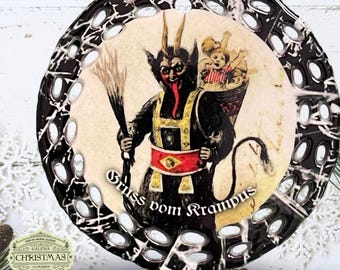 Krampus / Gruss Vom Krampus Holiday Ornament Black & White Double-Sided  3-inch Round /KRA24-01
