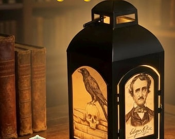 Limited Edition Edgar Allen Poe Raven LED Flame Lantern 0026EP