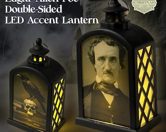 Edgar Allen Poe Raven Skull - Lantern LED Accent Lamp 6-inch / NOS/001