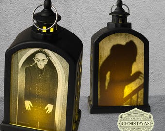 Nosferatu 1922 / Count Orlok /Max Schreck Vampire Black & White -  LED Accent Lantern 6-inch / NOS/002