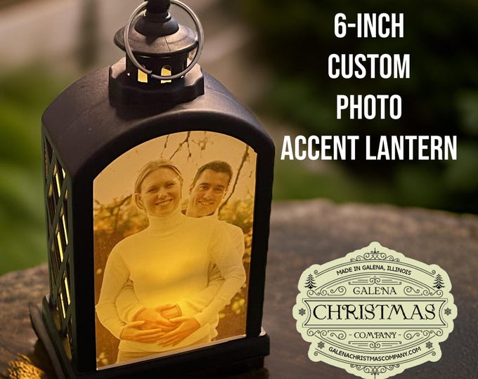 Featured listing image: Personalized Custom Photo LED Accent Lamp 6-inch / **2-Sided Black GAL/PER25/001