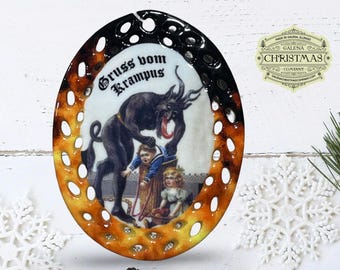 Krampus / Gruss Vom Krampus Holiday Ornament Flame Black Oval  Double-Sided 23-29