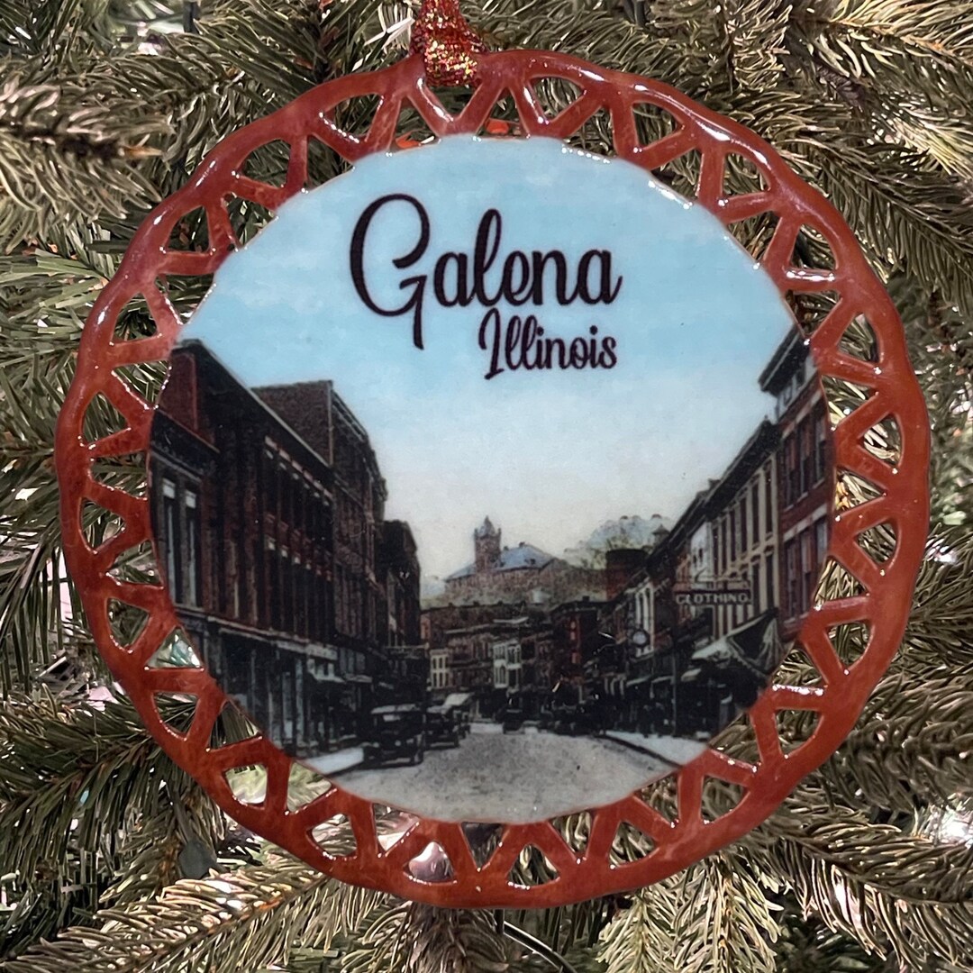 Galena Illinois Christmas Holiday Ornament Rust Brown Doublesided 23