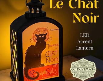 Le Chat Noir Lantern: Vintage Parisian Cabaret LED Light