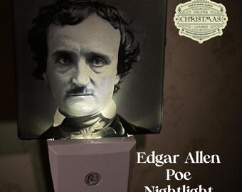 Edgar Allan Poe Nightlight – Unique 3-1/4" Square Literary Home Décor