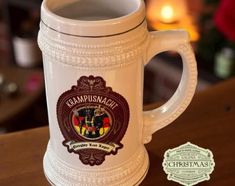 Krampusnacht Beer Stein: 22 oz Vintage Style German Ale Stein