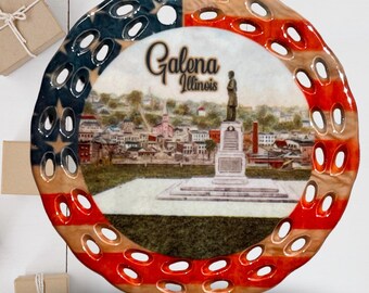 Galena Illinois Christmas Holiday Ornament Grant Park USA Flag Double-Sided R24/001