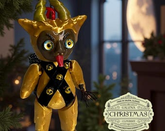 Lil Krampus 6-inch Ornament – Holiday Enforcer with Horns and Attitude Gold Black LK004