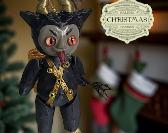 Lil Krampus 6-inch Ornament – Holiday Enforcer with Horns and Attitude Black Gold LK001