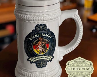 Krampus Krampusnacht Beer Stein: Vintage Style 22 oz Ale Mug