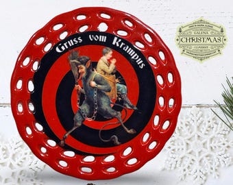 Krampus / Gruss Vom Krampus Holiday Ornament Black Red Veritgo Double-Sided 20-03