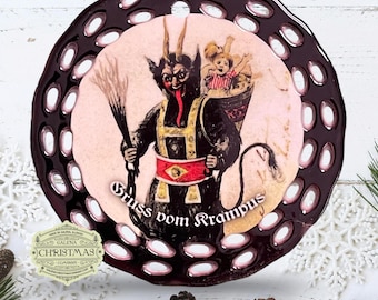 Krampus / Gruss Vom Krampus Holiday Ornament Black Double-Sided  3-inch Round /KRA24-01